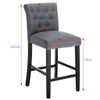 2x Bar Stools Kitchen Linen Padded Pub Barstool w/ Wood Legs Footrest High Chair
