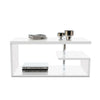 Alaska Modern High Gloss White Coffee Table Rectangle Side Table with RGB LED