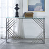 Glass Top Console Table Chrome Leg Side Table Living Room Hallway Display Stand