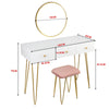 Dressing Table w/ Mirror 3 Drawers Stool Makeup Desk Vanity Table for Bedroom