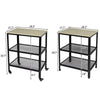 3-Tier Home Trolley Kitchen Storage Cart Steel Bars 4 Wheels Rolling Unit White