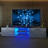 Modern TV Unit Cabinet Stand Matt Body & High Gloss Doors LED Light Livingroom
