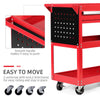 3Tier Tool Trolley Cart Storage Shelf Roller Cabinet Garage Workshop with Drawer