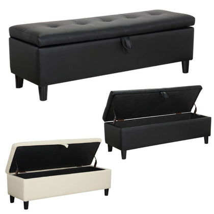 Upholstered Ottoman Stool Bench Chair Footrest Toy Storage Box Chest Window Seat