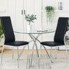 100CM Glass Dining Table Leather 2/4Chairs Set Kitchen Home Furniture Dinner Set