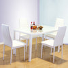 Dining Glass Table and 4 PU Chairs Set Kitchen Dinning Room Bistro Cafe Style UK