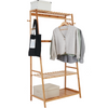 Minimalist Bamboo Clothes Rail Hanging Garment Rack Shoe Storage for Dress Pants