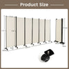 6-Panel Room Divider 172cm Folding Privacy Screen Rolling Portable Wall Divider