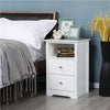 White Bedside Cabinet, Nightstand Bedside Table with 2 Drawers Cubby for Bedroom