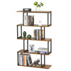 S Shape Lounge Storage Display Unit Bookcase Bookshelf 4 Tier Rack Metal Frame