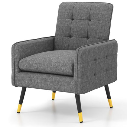 Modern Accent Chair Linen Fabric Upholstered Leisure Armchair Single Sofa Chair