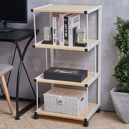 4 Tier Printer Stand Rolling Bookcase Kitchen Shelf Display Cabinet Side Table