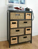 Wooden Storage Unit Wicker Baskets 8 Drawer Black Chest Assembled Hallway Furnit