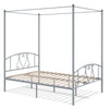 Double Size Metal Canopy Bed Frame Modern 4 Poster Platform Bed with Headboard