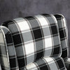 Black Check Recliner Armchair Wing Back Fireside Check Fabric Sofa Lounge Chair
