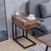 Industrial Wood Side Lamp Table Bedside Cabinet 1 Drawer Storage Laptop Desk New