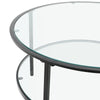 Modern Glass Coffee Table Round Side Table w/ Metal Frame for Home LivingRoom UK