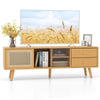 Bamboo TV Stand for TVs up to 65’’ Modern TV Cabinet Console Table w/ 2 Drawers