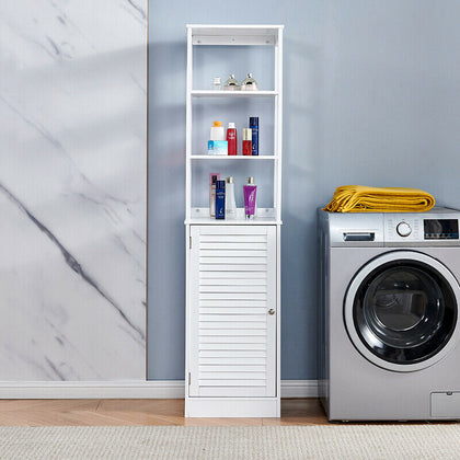 Floor Storage Cabinet Storage Units w/ Door Cupboard & Open Shelves Hallway Home