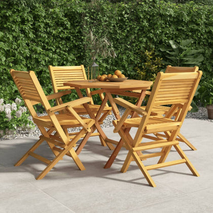 5 Piece Garden Dining Set Solid Wood Teak H3T4