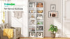 180cm Tall Narrow Bookcase Modern Bookshelf White Wood Slim Storage Shelf Cubes