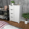 White Bathroom Storage Cabinet with 4 Drawers 1 Door Adjustable Partition Wooden