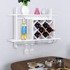 Wall-Mounted Wine Rack Wooden Wine Bottle Holder for 6 Bottles & 6 Wine Glasses