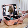 Lockable Makeup Case LED Lighted Table Desk Vanity Mirror 2-Tier Tray Carrying