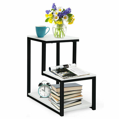 3- Tier Industrial End Table Sofa Bedside Table Nightstand Home Office Bookcase