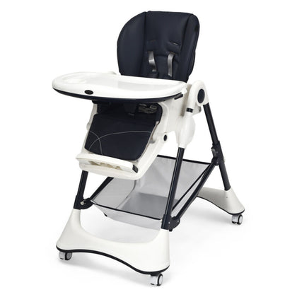 4 in 1 Rolling Baby Highchair Infant Toddler Reclining Sleeping Chair W/ Storage