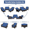 5 Pieces Patio Furniture Set Outdoor Rattan Conversation Sofa Set w/ Cushions