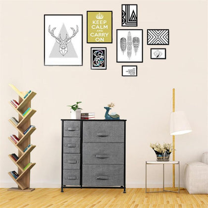 7 Drawers Chest of Drawer Bedside Table Storage Cabinet Metal Frame Bedroom