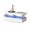 Coffee Table High Gloss LED RGB Tea Table With Storage Drawers Living Room BT