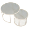 Modern Round Nesting Coffee Tables Set of 2 Glass Top Side End Tables QM