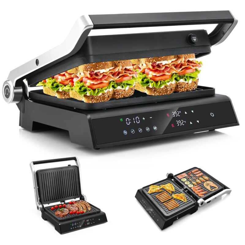 3 in 1 Electric Panini Press Grill 1200W Sandwich Maker Nonstick 5 Coo Quildinc