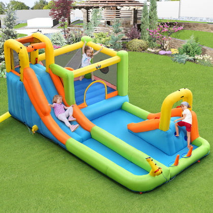 Bounce Castle House Multifunction Inflatable Bouncy Playhouse w/Trampoline Slide