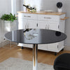 Black Tempered Glass Table Top Dining Coffee Garden SideEnd Table Desk Metal Leg