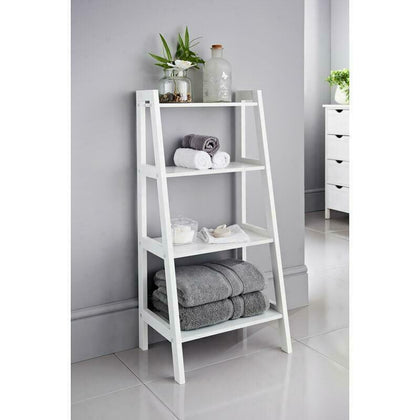 Ladder Shelf Wooden 4 Tier Storage Unit Display Standing Bathroom Shelf Book