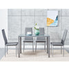 105cm 120cm Glass Dining Table and 4 /6 Padded Chairs Set Home Kitchen Furniture