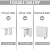 Mobile Drop Leaf Dining Table Folding Desk w/ 2 wheels Storage Shelves White