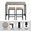 Dining Table Set Industrial Kitchen Table Set with 2 Stools for Small Space
