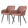 Set of 2 Pink Velvet Dining Chairs Armchairs Kitchen Dining Room Chair Modern