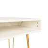 FCH Marble Iron Foot Computer Table 103x55x80cm White 2 open cubbies UK