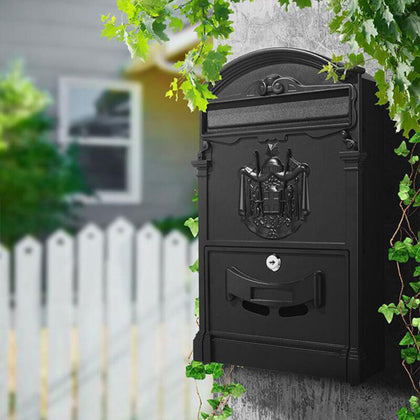 Large Vintage Outdoor Lockable Letter Post Box Mailbox Wall Mounted Secure Mails