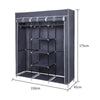 Mondeer Canvas Wardrobe Storage Organiser Fabric with Rail & Shelves Grey/Black