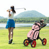 4 Wheel Golf Trolley Lightweight Folding Golfs Push Pull Cart with Umbrella