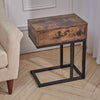 Industrial Wood Side Lamp Table Bedside Cabinet 1 Drawer Storage Laptop Desk New