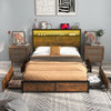 King Size Bed Frame Metal Platform Bed w/ 4 Storage Drawers & Charging Station