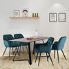 150cm Wooden Dining Table and 4 Velvet Chairs Set Padded Seat Home Kitchen Grey