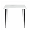 Industrial Square Marble Dining Table Kitchen Eating Table & Black Legs 4 Seater